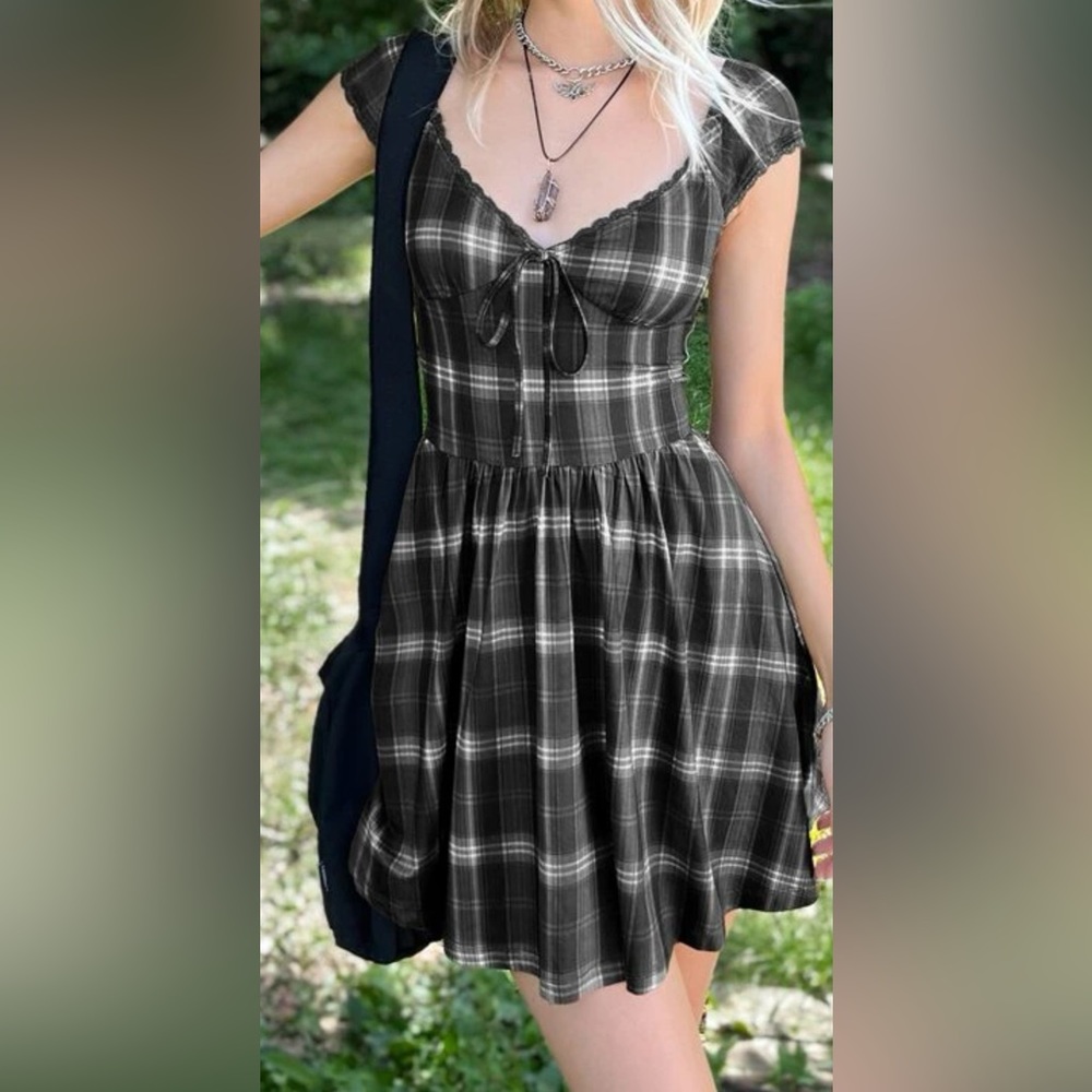 Grunge Plaid Print Dress
